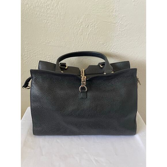 Authentic Versace Collection Pebbled Leather Chain Top Handle Bowler Bag Luxury - Picture 4 of 16